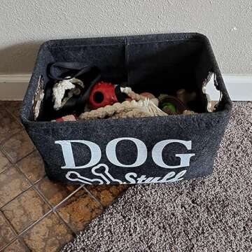 wpetle Dog Toy Bin Box Basket Storage Sontainer，Pet Toy Basket Bin Box For Dog Toys，Dog Toy Bask...