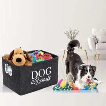wpetle Dog Toy Bin Box Basket Storage Sontainer，Pet Toy Basket Bin Box For Dog Toys，Dog Toy Baskets With Metal Handles