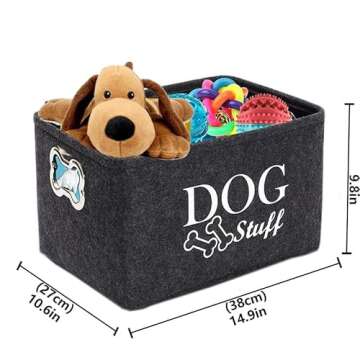 wpetle Dog Toy Bin Box Basket Storage Sontainer，Pet Toy Basket Bin Box For Dog Toys，Dog Toy Baskets With Metal Handles