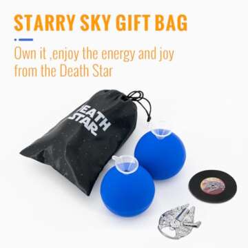 Star Wars Death Star Ice Cube Mold, Round Ice Cube Mold for Whiskey, Bourbon,Cocktails (2Packs+Millennium Falcon Bottle Opener+Coaster+Starry Bag)