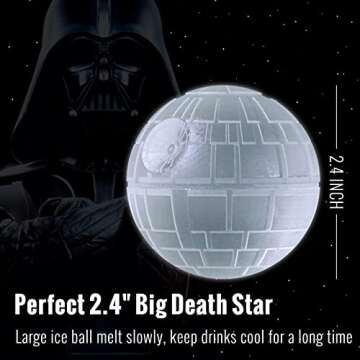 Star Wars Death Star Ice Cube Mold, Round Ice Cube Mold for Whiskey, Bourbon,Cocktails (2Packs+Millennium Falcon Bottle Opener+Coaster+Starry Bag)