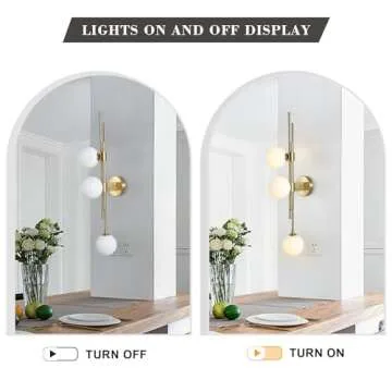 Fulesi 3-Light Globe Wall Sconces Mid Century Modern Glass Wall Light Fixtures Bathroom Vanity Lights with Snow White Glass Shade, Metal Wall Light for Bedroom Living Room (Opal White)