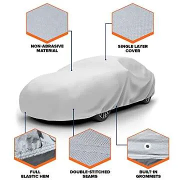 Budge Lite Car Cover Dirtproof, Scratch Resistant, Breathable, Dustproof, Car Cover Fits Sedans up to 200", Gray