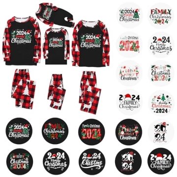 Matching Christmas Pajamas for Family 2024 Pjs Sets Xmas Holiday Plaid Pajama Set Jammies Loungewear...
