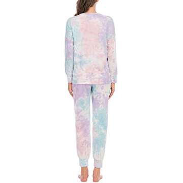 Lu's Chic Women's Tie Dye Lounge Sets: Comfortable Cotton Pajama Set with Pockets in Green - X-Large