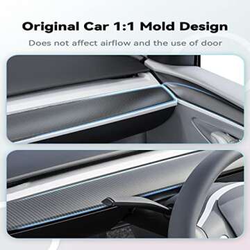 NIUXGEAR Dashboard Cover for Tesla Model 3&Y, Japan 3K 240g Real Carbon Fiber Car Instrument Panel T...