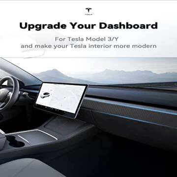 NIUXGEAR Dashboard Cover for Tesla Model 3&Y, Japan 3K 240g Real Carbon Fiber Car Instrument Panel Trim, Auto Interior Modification Accessories, Toray Dry Carbon Fibre Central Control Decorative Strip
