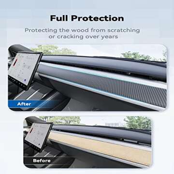 NIUXGEAR Dashboard Cover for Tesla Model 3&Y, Japan 3K 240g Real Carbon Fiber Car Instrument Panel Trim, Auto Interior Modification Accessories, Toray Dry Carbon Fibre Central Control Decorative Strip