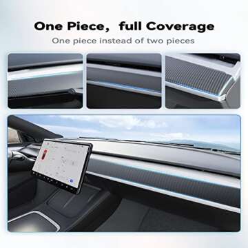 NIUXGEAR Dashboard Cover for Tesla Model 3&Y, Japan 3K 240g Real Carbon Fiber Car Instrument Panel Trim, Auto Interior Modification Accessories, Toray Dry Carbon Fibre Central Control Decorative Strip