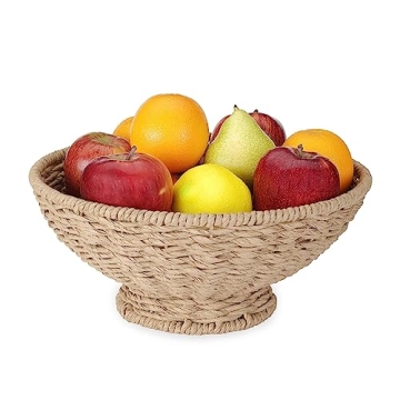 Folkulture Jute Fruit Bowl - Large Modern Centerpiece for Kitchen or Table Decorations