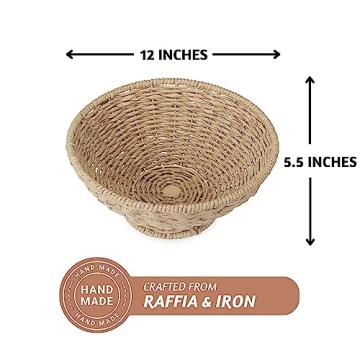 Folkulture 12 Inch Jute Fruit Bowl for Stylish Decor