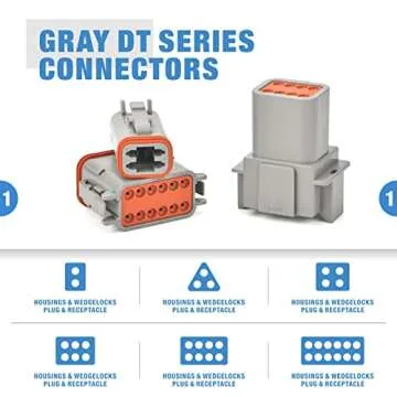 IWISS Deutsch DT Connector Kit in 2,3,4,6,8,12 Pin Way, IP67 Rated Gray Waterproof Housing, Deutsch Size 16 Solid Contacts, DT Connector Removal Tool, Automotive Electrical Connectors 519 Pieces