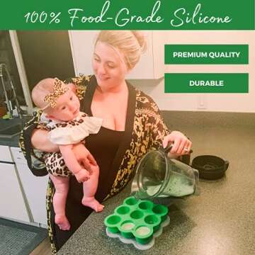 Silicone Baby Food Storage Tray with Clip-On Lid for Easy Use