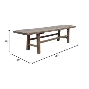 Artissance Large Vintage, Weathered Natural Wood Finish (Size & Color Vary) Indoor Bench