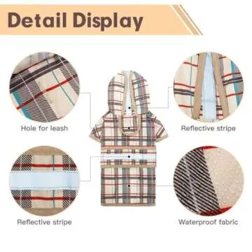 KOOLTAIL Waterproof Dog Raincoat with Leash Hole and Reflective Strips