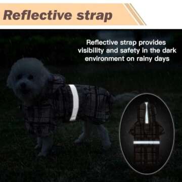 KOOLTAIL Waterproof Dog Raincoat with Leash Hole and Reflective Strips