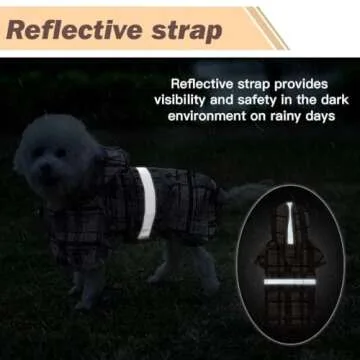 KOOLTAIL Waterproof Dog Raincoat with Leash Hole and Reflective Strips