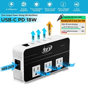 Key Power Voltage Converter & Adapter for Global Travel