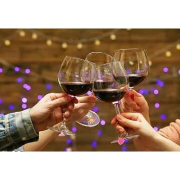 GUZUHUKU Halloween Wine Glass Charms, 30pcs Drink Markers for Stem Glasses Cute Styles Wine Charm Rings Markers Tags Reusable Wine Charms for Wine Tasting Party Christmas Wedding Decorations (Pink)