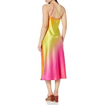 Elegant Red Ombre Asymmetrical Slip Dress for Plus Sizes