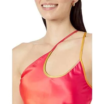 Elegant Red Ombre Asymmetrical Slip Dress for Plus Sizes