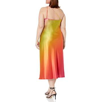 Elegant Red Ombre Asymmetrical Slip Dress for Plus Sizes