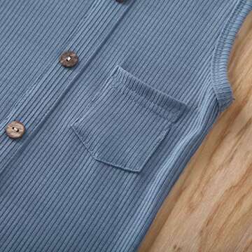 Baby Girl Boy Romper Bodysuit Solid Plain One Piece Jumpsuits Sleeveless One Piece Baby Clothes Outfits Summer (Blue, 6-12 Months)