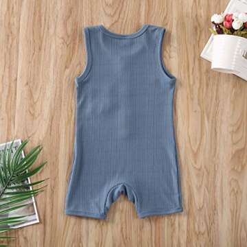 Baby Girl Boy Romper Bodysuit Solid Plain One Piece Jumpsuits Sleeveless One Piece Baby Clothes Outfits Summer (Blue, 6-12 Months)