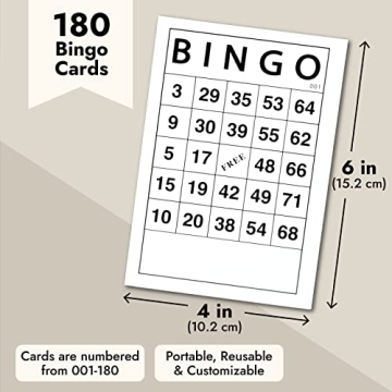 Juvale 180 Reusable Bingo Cards for All Ages
