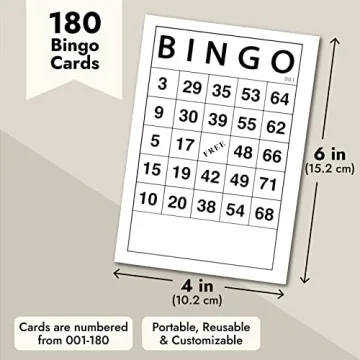 Juvale 180 Reusable Bingo Cards for All Ages