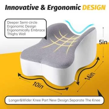 Long Knee Pillow for Side Sleeper Fully Support Thighs and Knees for Sciatica, Back, HIPS, Knees, Joints Pain Relief - Leg Pillow for Side Sleeping Between Legs Aligns Spine- Large,Gray