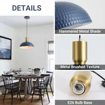 JIWUZHI Blue Hammered Pendant Light Fixture