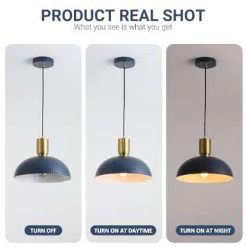 JIWUZHI Blue Hammered Pendant Light Fixture
