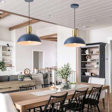 JIWUZHI Blue Hammered Pendant Light Fixture