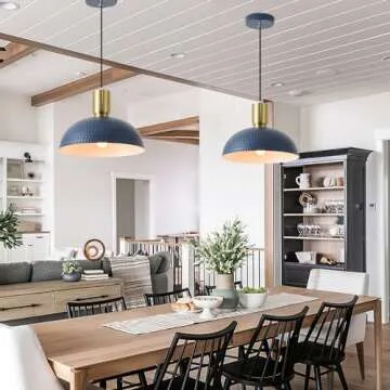 JIWUZHI Blue Hammered Pendant Light Fixture