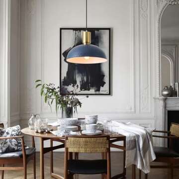 JIWUZHI Blue Hammered Pendant Light Fixture