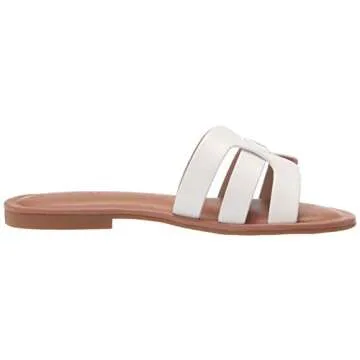 The Drop Women's Monika Flat H-Band Slide Sandal, White, 8.5
