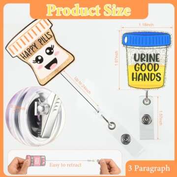 Prasacco 3 Pieces Nurse Badge Reel, Retractable ID Name Nursing Badge Holder Retractable Badge Reel ...