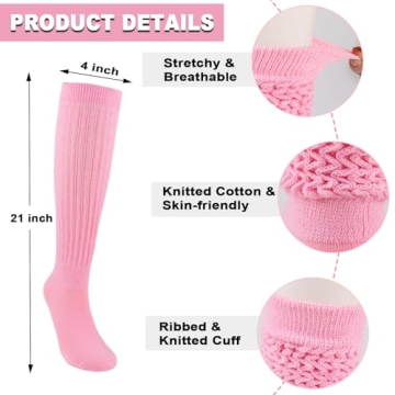 Forwe 3 Pairs Slouch Socks for Women Size 9-11 Black White Grey Soft Extra Long Scrunch Knee High Boot Socks (3 pcs-Black Grey White)