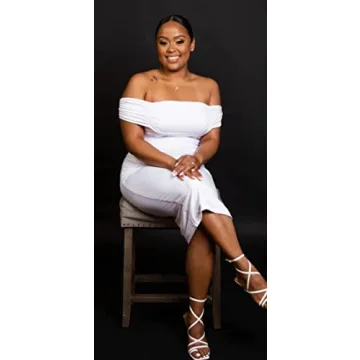 GOBLES Women's Elegant Ruched Off Shoulder Midi Dress