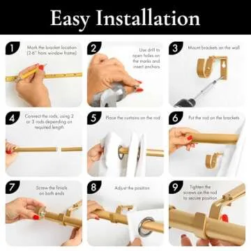 Meriville Nathan Gold Curtain Rod, Adjustable & Stylish