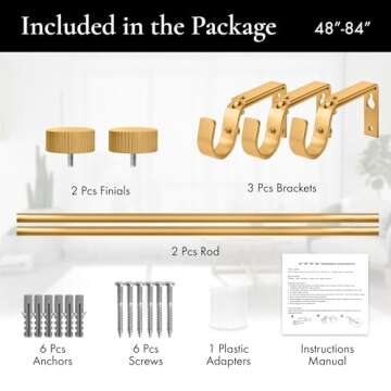 Meriville Nathan Gold Curtain Rod, Adjustable & Stylish