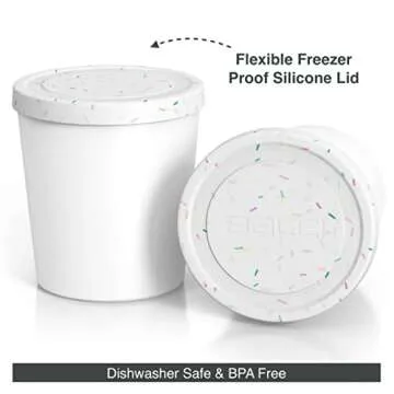 BALCI - Premium Ice Cream Containers (2 Pack - 1 Quart Each) Perfect Freezer Storage Tubs with Lids ...