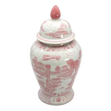 Galt International Pink Chinoiserie Ginger Jar for Home Decor
