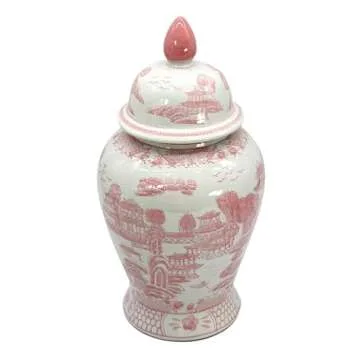 Galt International Pink Chinoiserie Ginger Jar for Home Decor