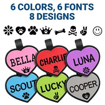 GoTags Silicone Dog Tags, Soundless Pet Tag, Personalized Silent Tag Engraved for Pets with Cute Cus...