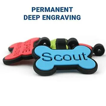 GoTags Silicone Dog Tags, Soundless Pet Tag, Personalized Silent Tag Engraved for Pets with Cute Custom Designs, for Dogs and Cats, (Bowtie, Green)