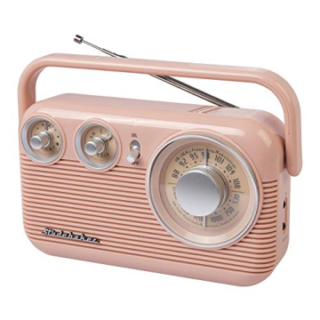 Studebaker SB2003 Retro Portable AM/FM Radio AC or Battery Operated (Rose Gold)