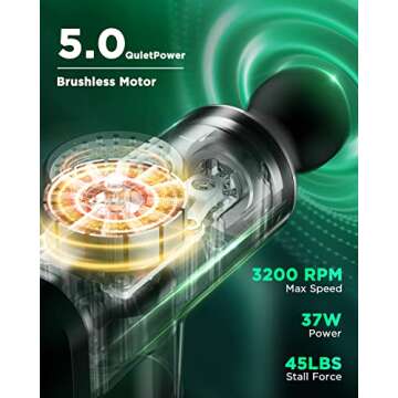 Muscle Massage Gun Deep Tissue, Percussion Muscle Massager Gun with 45lbs Stall Force&30 Speed Levels,6 Attachments Massage Heads, 14mm Amplitude Message gun with 2.3"LED Screen for Office,Home,Gym