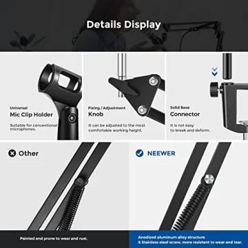 Neewer Adjustable Microphone Boom Arm for All Mics
